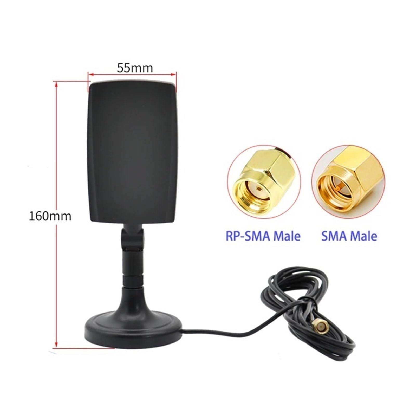 Amplificador De Antena Plana Direccional WiFi 2,4 G Con Base Magnética, Extensor Externo For Enrutador, Módem Y Señal Teléfono Móvil Fácil Amplia Compatibilidad(SMA Male)