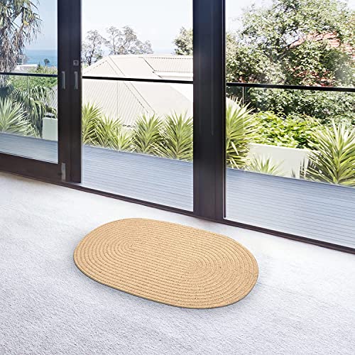 Image of Home Handwoven Jute Door mat, Natural Fibres, Braided Reversible Door mat for Bedroom Living Room Dining Room 2 Piece (13X21 INCH Door MAT)