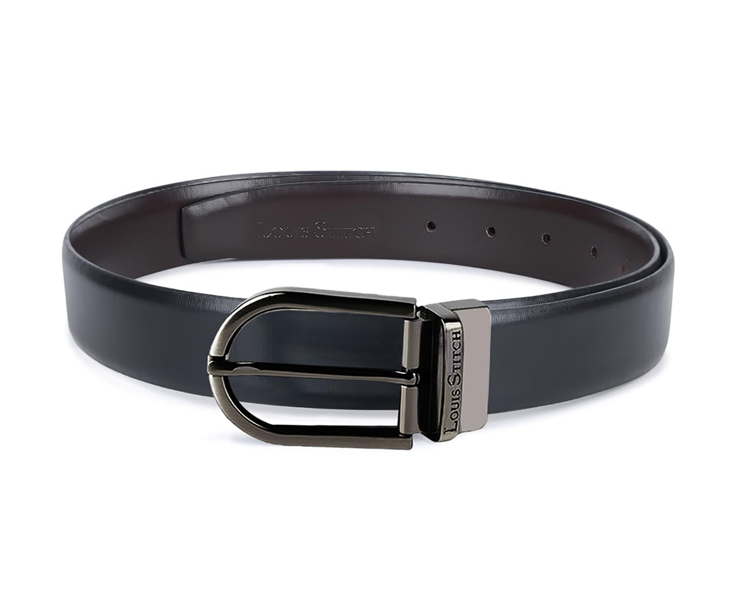 louis stitch Men's Reversible Italian Leather Belt with for Men 1.25 inch (35mm) Waist Strap Black Brown Belt with Nickle Buckle (RPGB)-picture-50