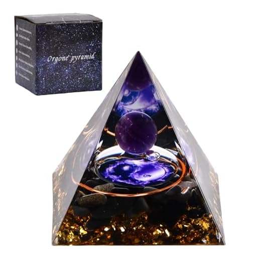 volumoon Pirámide de Cristal, Pirámide de Amatista Chakra, Pirámide de Energía Positiva, Pirámide Piedras Energéticas Decor, Pirámide Cristales para Curación Meditación Yoga y Decoración de Mesa (B)