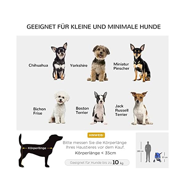 PawHut Hundewagen Hundebuggy Pet Hunde Buggy Stroller Jogger Anhänger Blau – Bild 5
