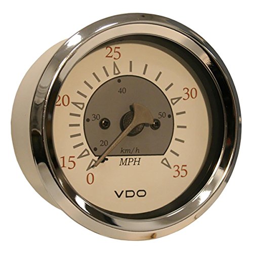 VDO Allentare White/Grey 35MPH 3-3/8" (85mm) Pitot Speedometer