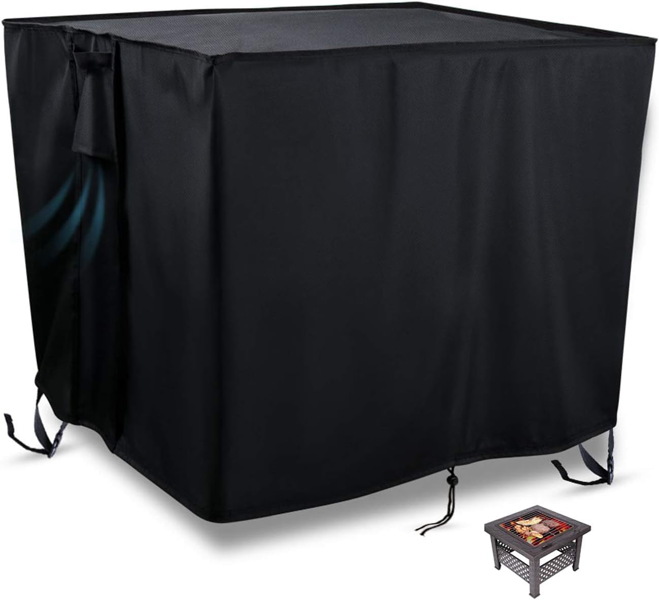 Modchase Fire Pit Cover Waterproof,Fire Pit Cover Square Anti-UV Windproof ,Fireplace Covers with Handles & Buckles，Heavy Duty 420D Outdoor Firepit Covers for patio fire pit-76x76x63 cm