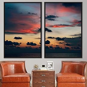 signwin 2 Piece Framed Canvas Wall Art Colorful...