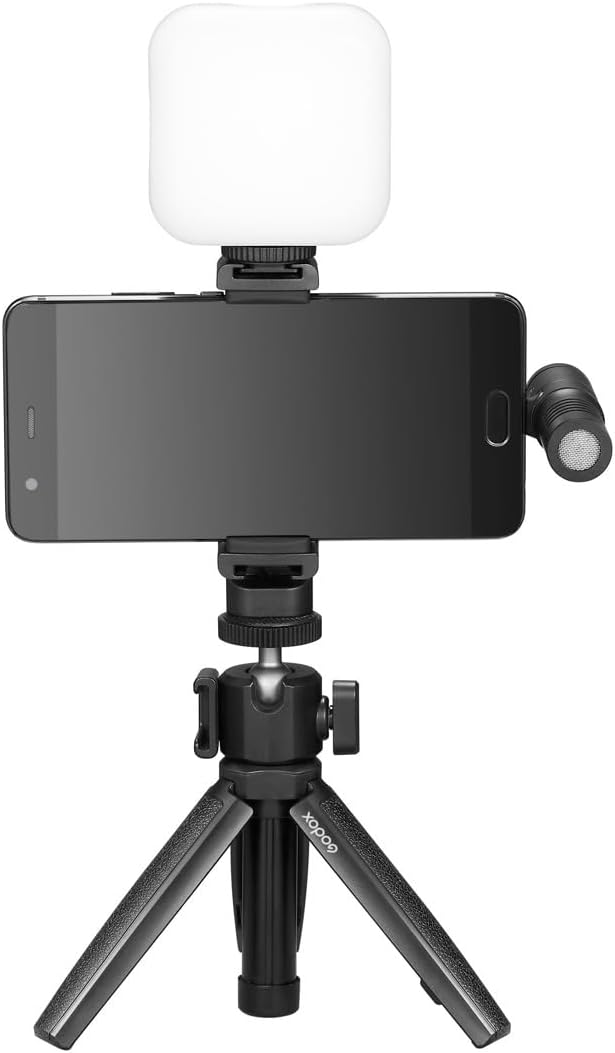 Godox Vlogging Kit with 3.5mm Universal Edition LED6Bi Bi-Color LED Video Light, Compact Size, and USB-C Connection