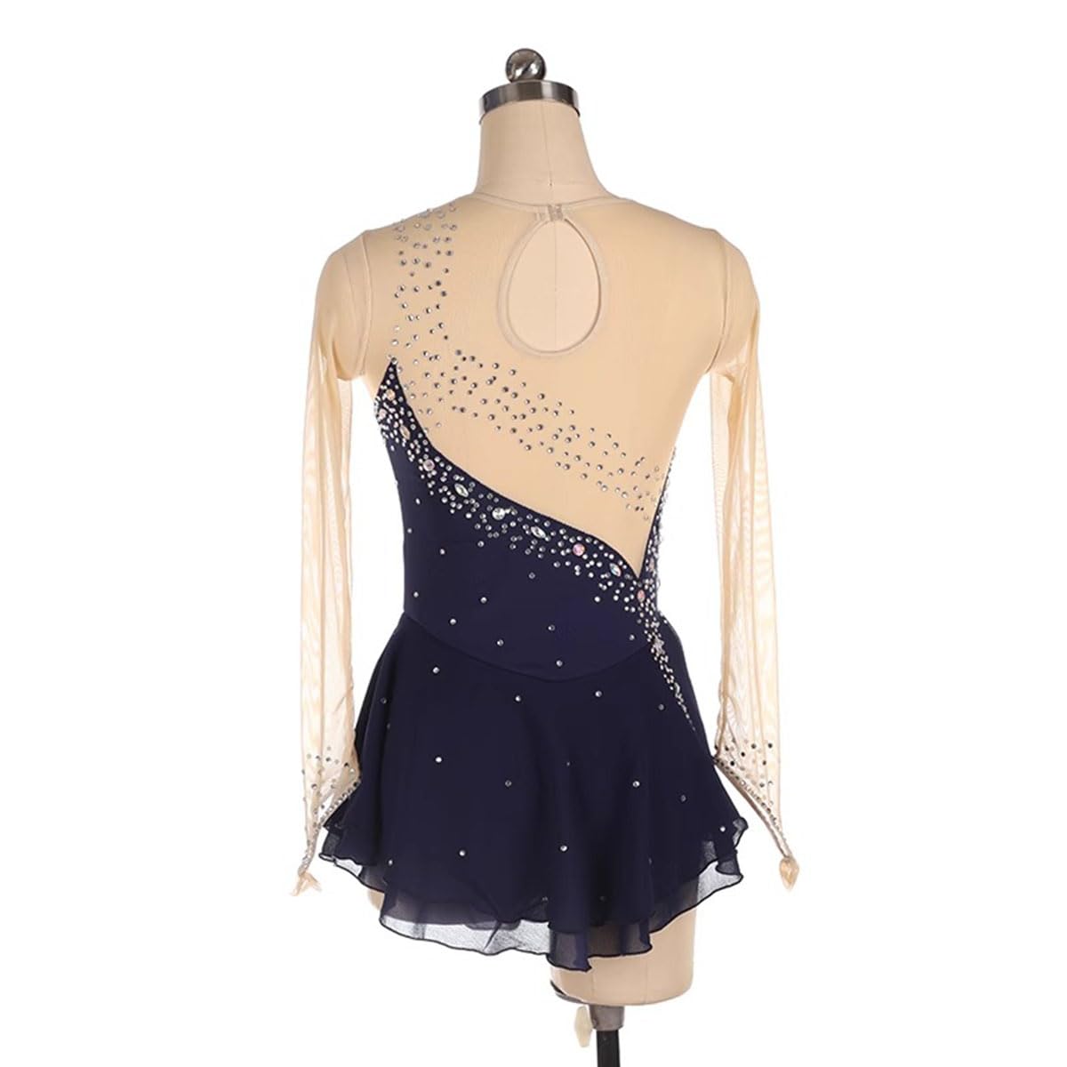 purpleq Glitzer Eiskunstlauf Kleid Damen Langarm Kürkleid Mit Strass Rollkunstlauf Wettbewerb Tanzanzug Ballerina Kleid Latein Tanzkleid Wettbewerb Tanzkostüm Damen Tanzkleid