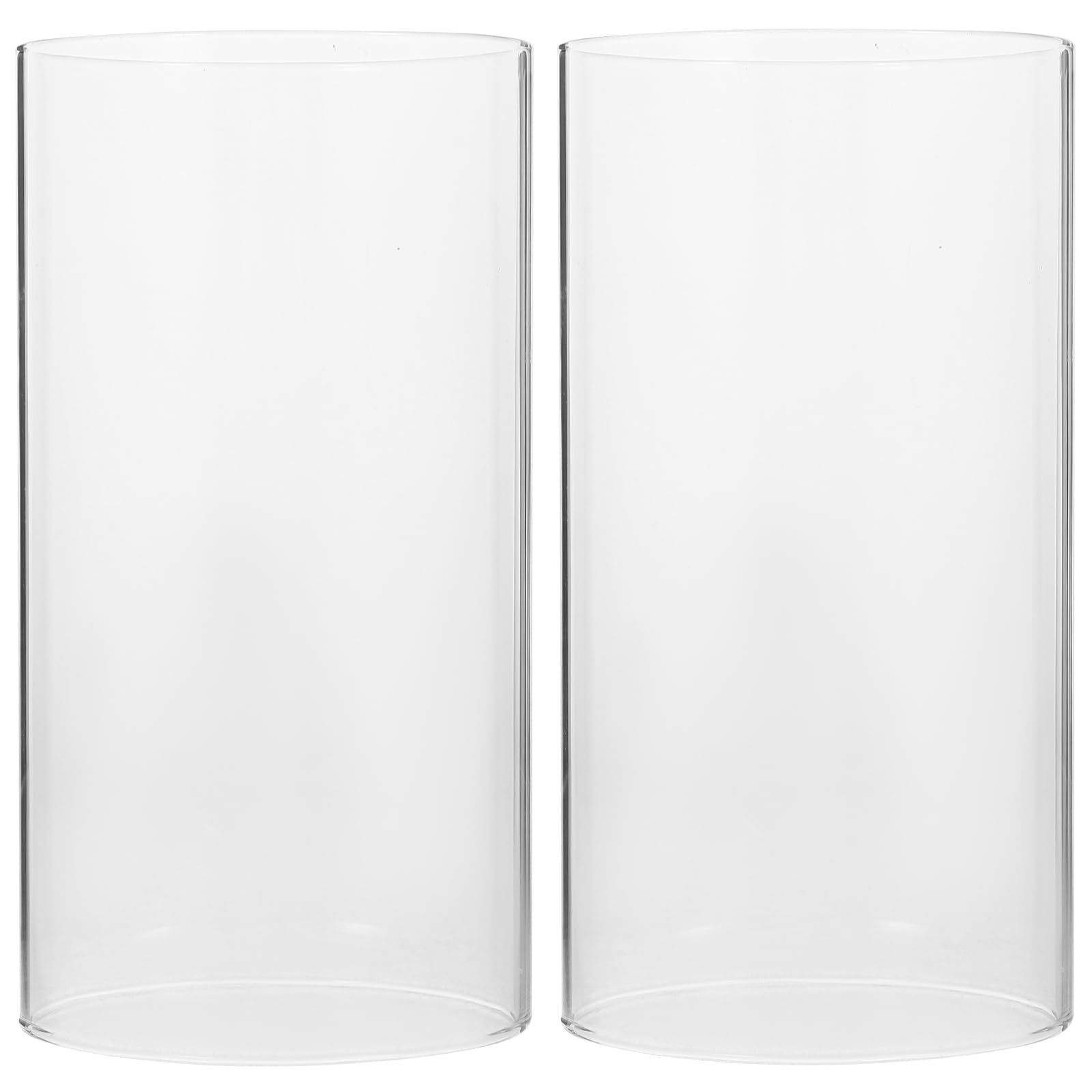 Hurricane Candleholders, 2Pcs Borosilicate Glass Chimney Tube- Clear Glass Cylinder Open Both Ends for Coffee or Side Tables Clear Glass Lamp Shade Candle (8 * 15cm)