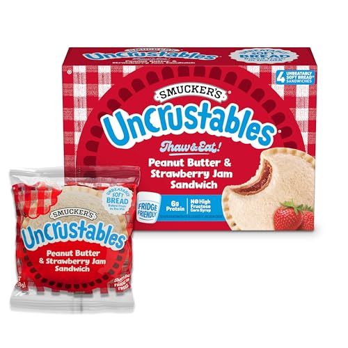 Smucker’s Uncrustables Peanut Butter &amp; Strawberry Jam Frozen Sandwiches, 4