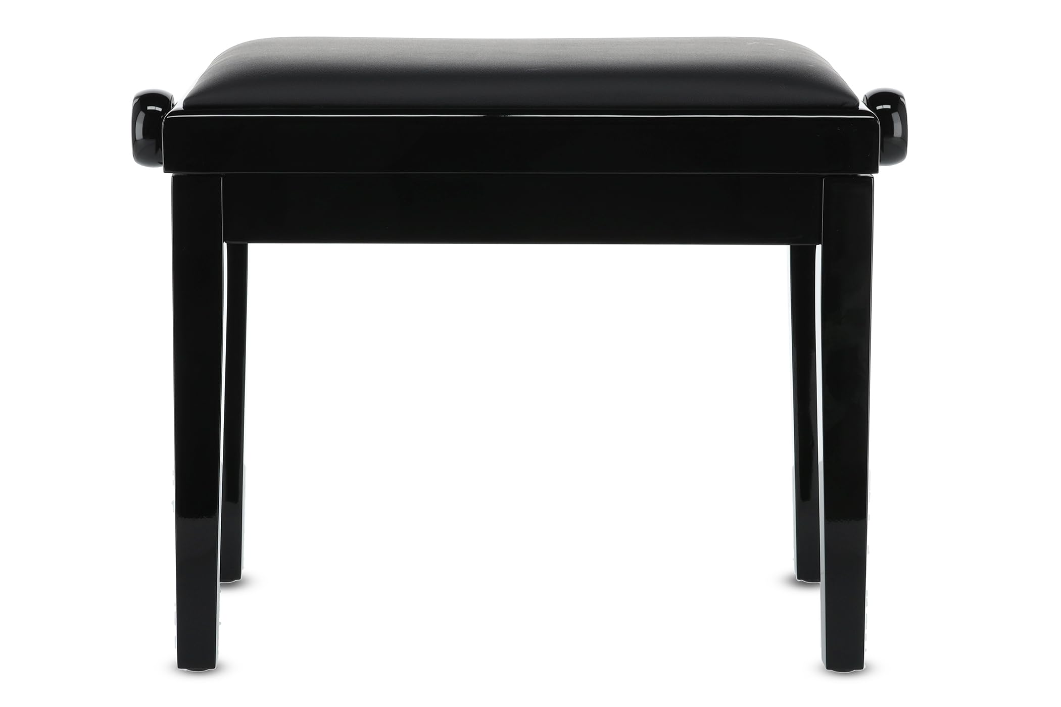 GEWA Pianobank Deluxe Vinyl - Schwarz Hochglanz - Massivholz - Vinyl Sitzbezug - 52x30cm Sitzfläche - Höhenverstellbar - Hochfeste Fixierung - 2t Bruchlast