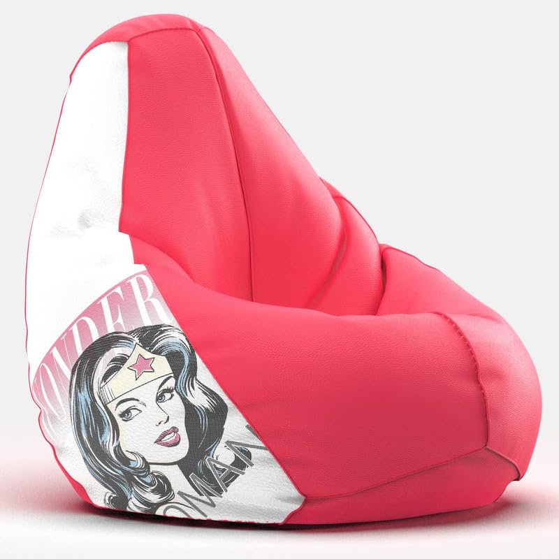 Image of Biggie Bean Bag 3XL Bean Bag Chair with Beans Filled-Perfect for Living Room,Bedroom,Study-Sale Design(Printed - Wondr Woman-Wondr Womanww-8-Pnk)-Faux Leather
