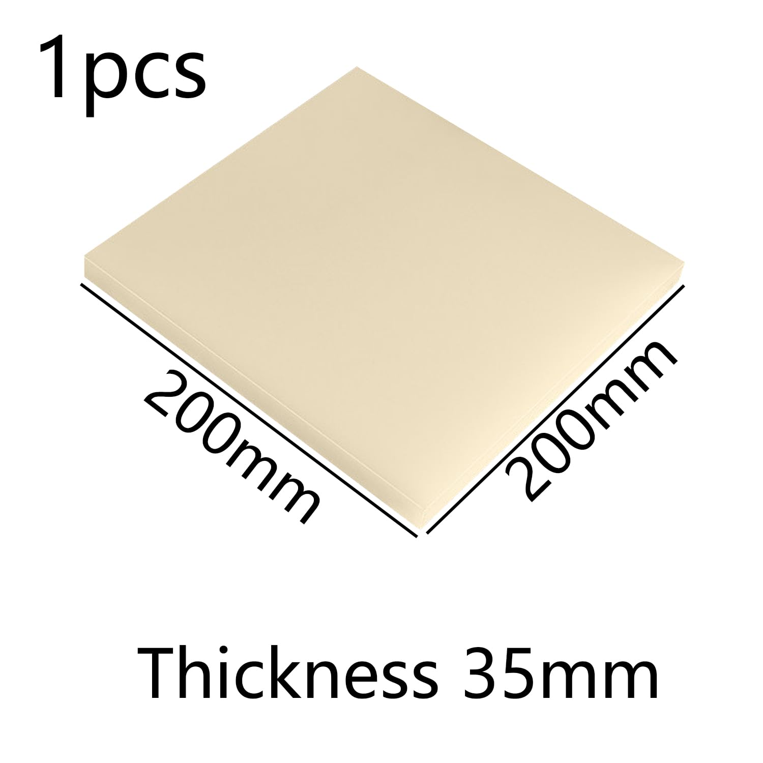Arkusze z Nylonu Płyta z Tworzywa Sztucznego do Projektów DIY Części Mechanicznych i Modelarstwa Beż Długość boku 200mmx200mm 1 szt,Thickness 35mm