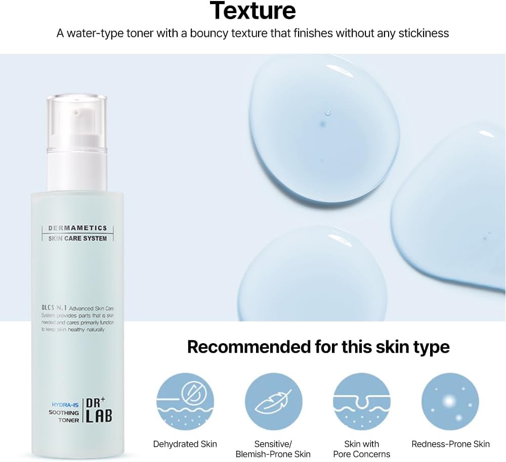 Hydra-15 Soothing Toner 5.07 fl oz /150ml Deep Hydrating Moisturizing for Dry, Sensitive Skin with Hyaluronic Acid Korean Skincare