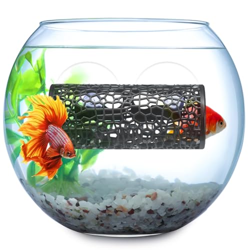 Image of Honeydak 2 Pcs Betta Fish Tank Accessories Black Betta Tunnel Fish Toys Safe Hollow Hammock Cave Aquarium Decor Hideout Tube Shelter with Suction Cups for Small Fish Shrimp Reptile Guppies