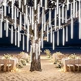 UL Certified Meteor Shower Lights Outdoor, 20 Tubes 1080 LED Falling Rain Drop Icicle Lights, 20 Inch Cascading Snowfall String Lights for Christmas Tree, Holiday Wedding Party Garden Decor, White