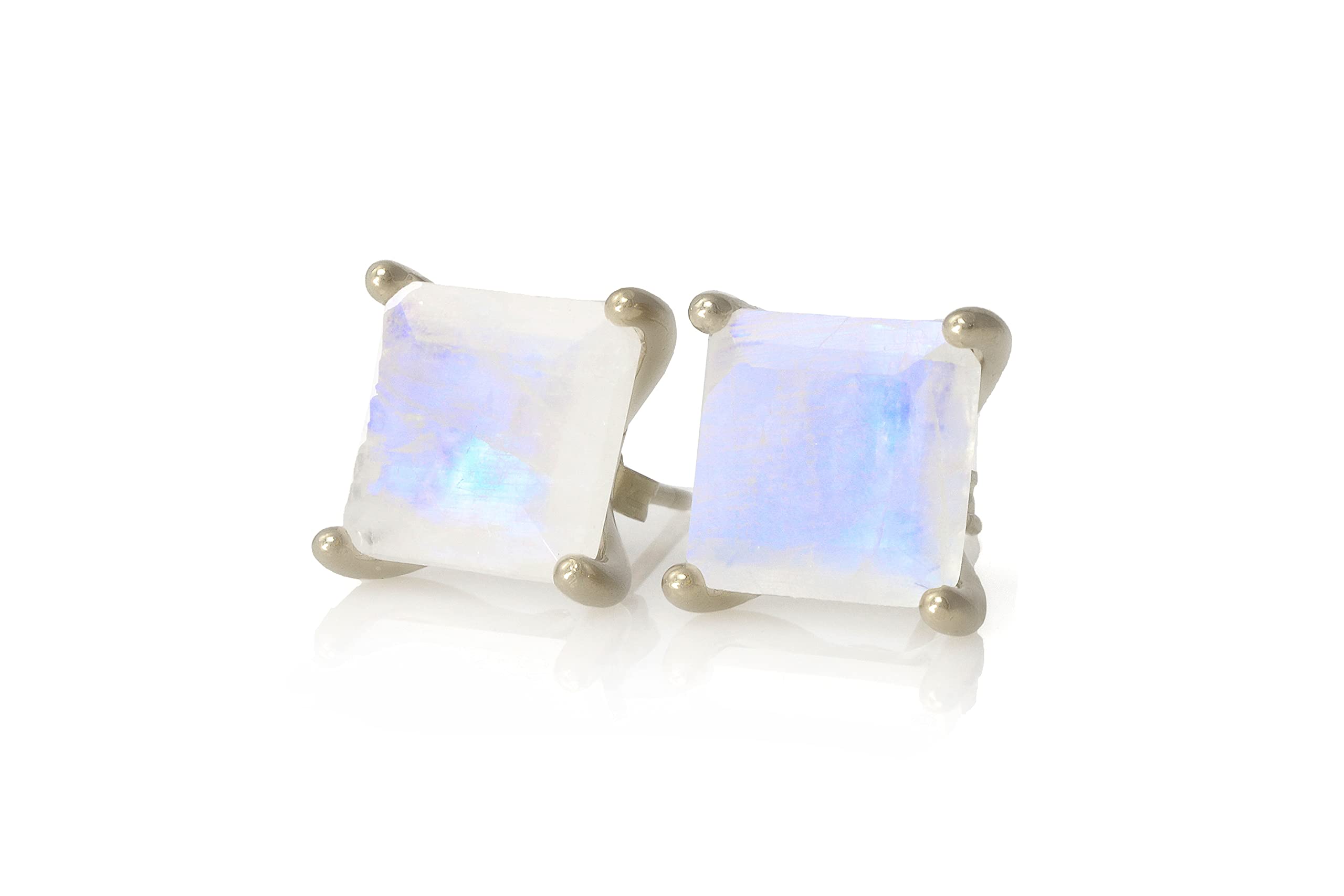 Anemone Pietra di Luna - Orecchini Argento Personalizzabili con Pietre Gemme - Gioielli per la Nascita, Gioielli per la Sposa, Orecchini per Tutti i Giorni - Scegli il Materiale e la Forma della Gemma