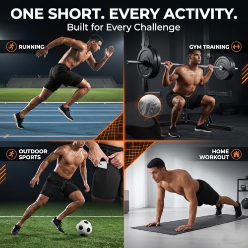 Image of Men's 2 in 1 Active Dual Shorts with Inner Tights | Double Layer Gym Shorts | Running, Training & Sports Shorts with Pocket Plus Size (S to 6XL)
