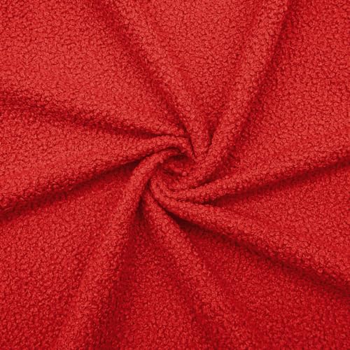 DESHOME Elisa 5 metros – Tela al metro para sofás resistente efecto bouclé tela por metro lavable para tapicería sofás sillones cojines sillas muebles rojo