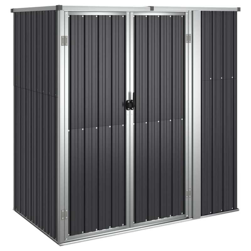 Cobertizo de jardín antracita 161 x 89 x 161 cm de acero galvanizado, robusto cobertizo de metal con elementos de plástico para herramientas y equipos de jardín
