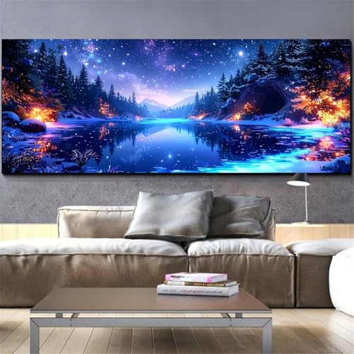 Diamond Painting Hiver 90x180cm : Kit Complet Grand Format de Peinture Diamant Paysage L566