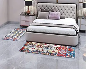 Status Multi Printed Vintage Persian Carpet Rug Runner for Bedroom/Living Area/Home with Anti Slip Backing (3x5 ft + 22