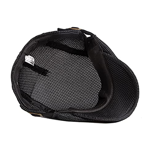 Kadble Men's Mesh Flat Cap Breathable Summer Newsboy Hat Beret Cabbie Ivy Hat Newsboy Hat For Driving Hunting (Black) #TOP4