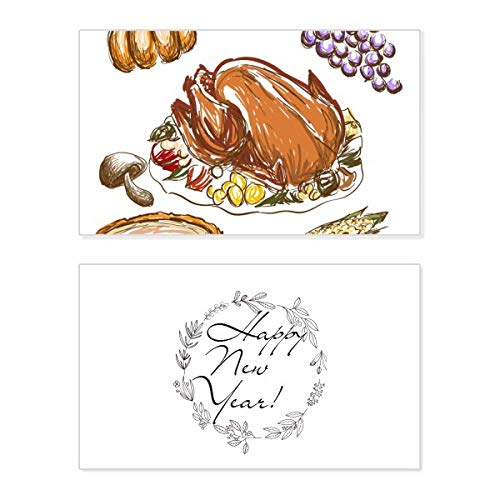 Tarjeta conmemorativa de Año Nuevo y Acción de Gracias con motivo rústico de pavo de uva