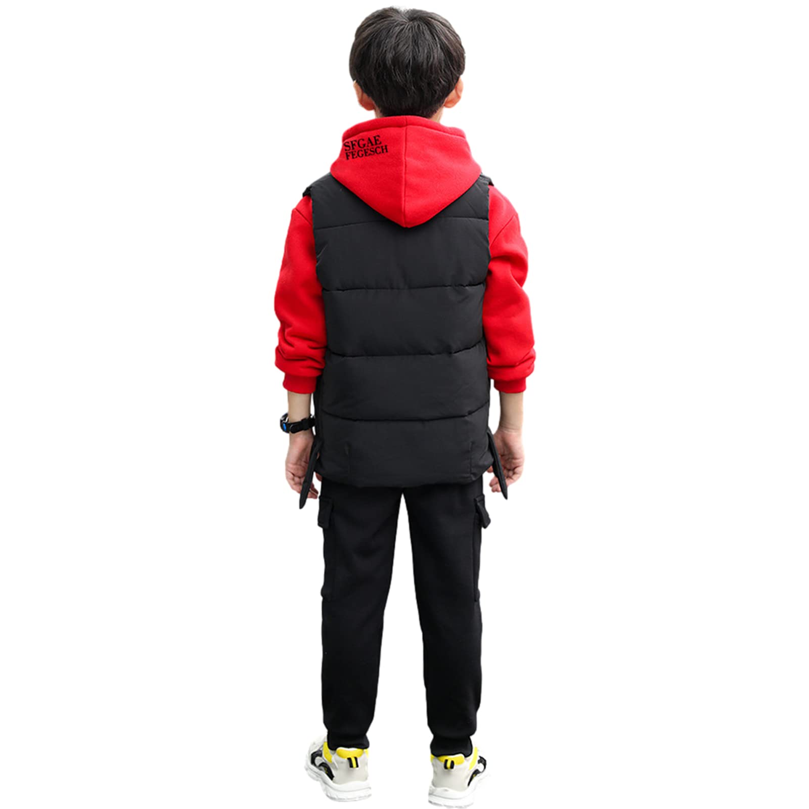 amropi Chándal Niños 3 Piezas Sudadera con Capucha y Cálido Chaleco y Pantalones Jogging Conjunto Ropa para 3-12 años