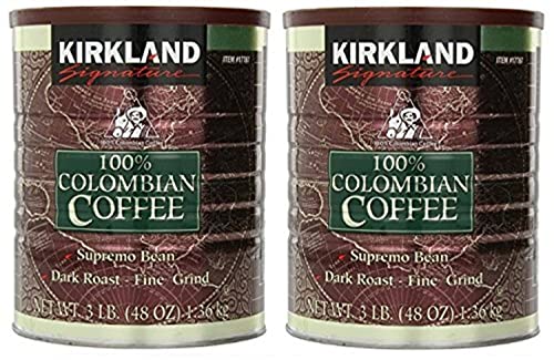 KIRKLAND SIGNATURE Swa Colombian Coffee (Supremo Bean Dark Roast-Fine Grind,3lbs)
