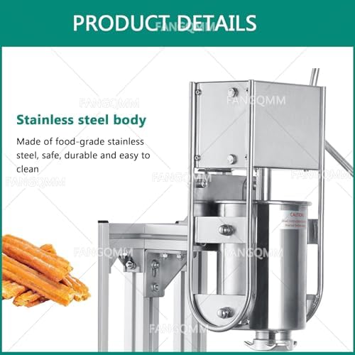 Stainless Steel Manual Vertical Churros Maker with Cream and Jam Filling, Ideals for Dessert Shops and Commercial Use 3L