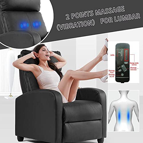 Massage-Recliner-Chair-for-Living-Room-Modern-Recliner-Chair-PU-Leather-Single-Sofa-Recliner-Wingback-Reading-Chair-Home-Theater-Seating-Easy-Lounge-with-Steel-Frame-Black Massage Recliner Chair for Living Room Modern Recliner Chair PU Leather Single Sofa Recliner Wingback Reading Chair Home Theater Seating Easy Lounge with Steel Frame Black