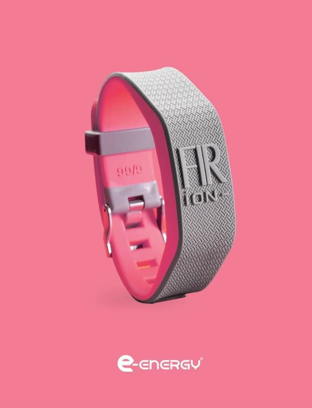 Bracelete/Pulseira Magnético FIR ÍON - E-energy - Cinza/Rosa (P/M