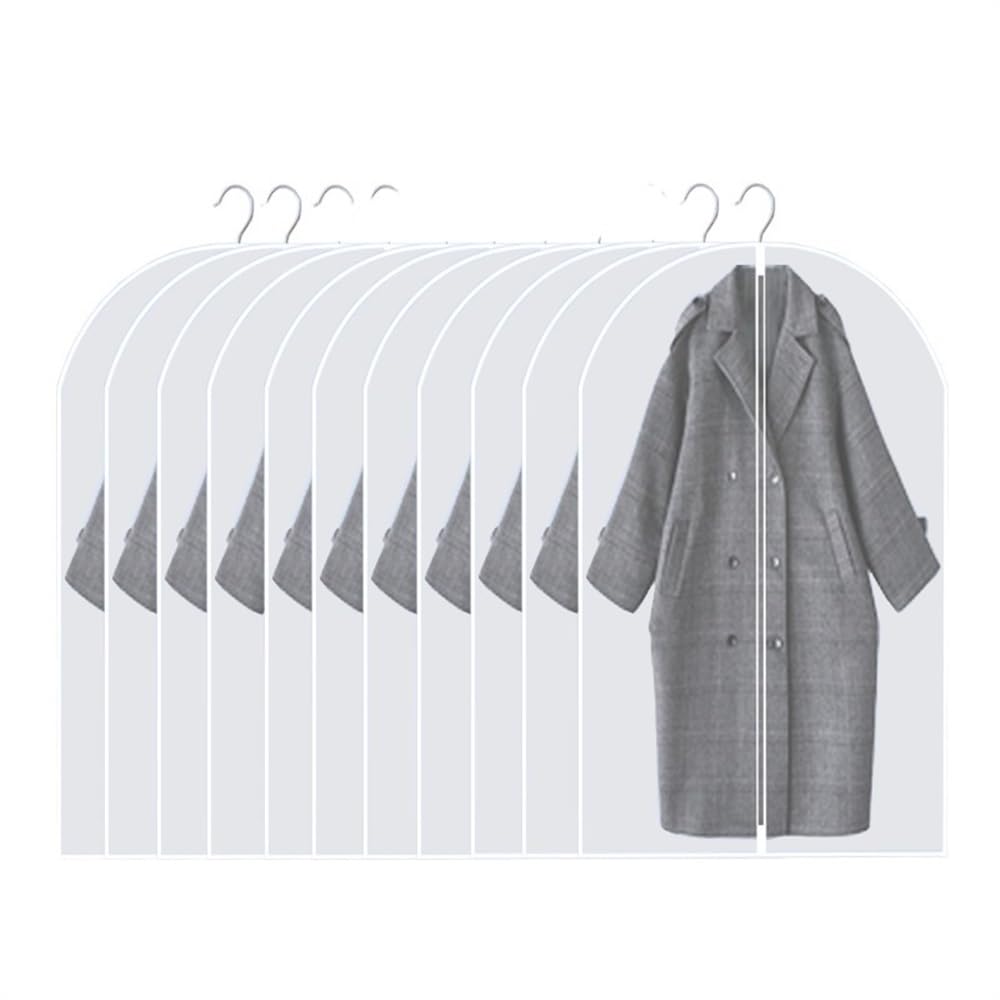 Kleidersack 5/10Pcs Kleidung Hängen Garment Kleid Kleidung Anzug Mantel Staub Abdeckung Lagerung Tasche Tasche Fall Veranstalter Garderobe Hängende kleidung KleidersäCke(10 Pcs White,60x140cm)