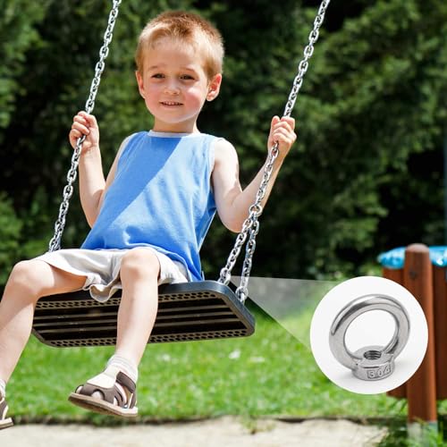 BREANIFULL 12 Stück Edelstahl M10 Ringmutter Ösenschraube Augenmuttern Stockschrauben M10 Edelstahl Hardware Ringösen für Seilmontage, Hebezubehör, Oberflächenpolieren, Silber (A, 12)