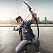 oubert 60inch Black Hunter Takedown Longbow 20-60lbs Right Hand Hunting Bow and Arrow for Adults Wooden Riser Bow with String Silencers and Stringer Tool for Archery Hunting Target Practice (25LBS)