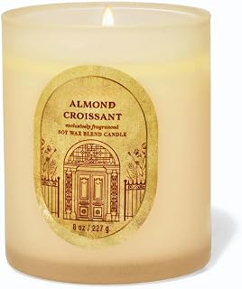 Almond Croissant Scented Single Wick Candle with Decorative Lid, 8 oz / 227 g (Packaging Design Styles May Vary)