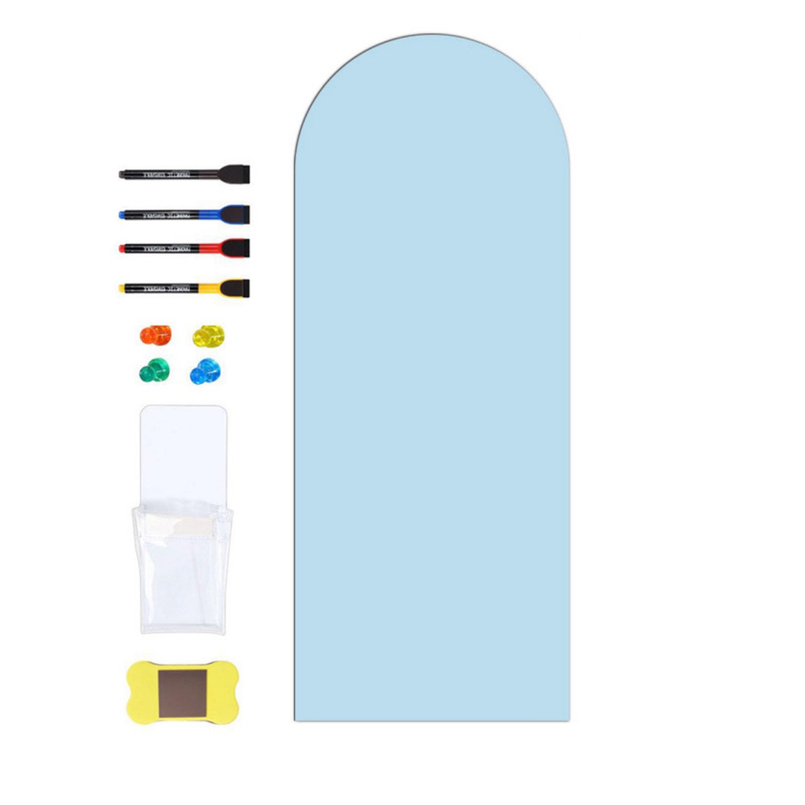 Magnetic Chalkboard 40 x 101cm Magnetic Arch Wall Decal Removable Self Adhesive Blackboard Wallpaper Peel and Stick Chalk Board for Home Playroom Classroom (Blue, Arch)