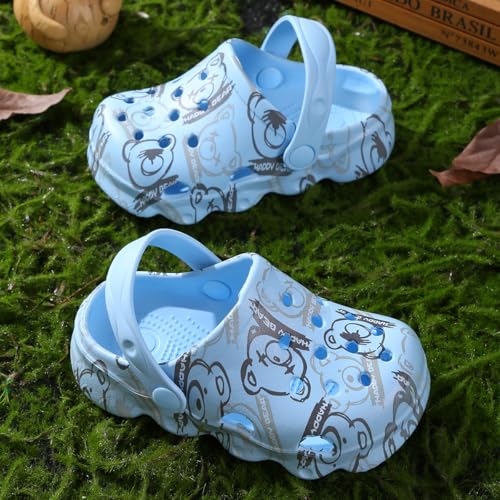 Image of Toddler Clogs for Girls Lightweight Kid Garden Clogs Breathable Slip-on Slides Sandals Slippers Children's Beach Water Shoes (xio LAN, 24)