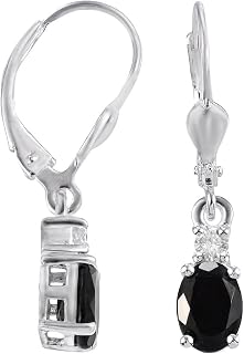 Shop LC Black Tourmaline Earrings for Women in 925 Sterling Silver - Dangle Drop Leverback Birthstone Earrings Tourmaline Jewelry Birthday Christmas Gifts for Womens