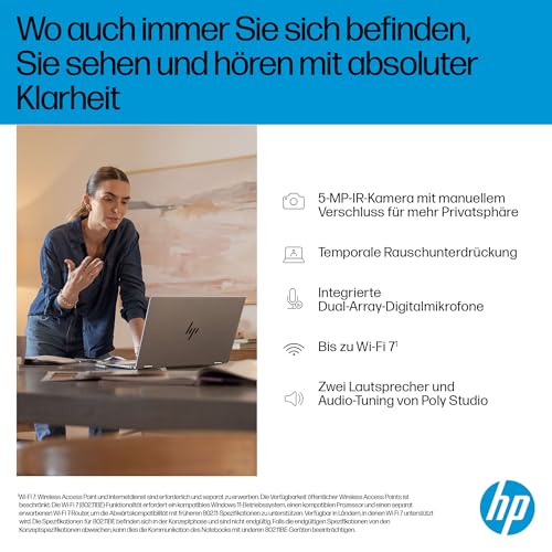 HP OmniBook X Flip 2in1 Next Gen AI Laptop | Intel Ultra 5-226V (8C) | dedizierte NPU für KI | 40 NPU Tops | Copilot+ PC | 16 WUXGA 1920x1200 Touchscreen | 16GB | 512GB SSD | Win11 | QWERTZ | Silber