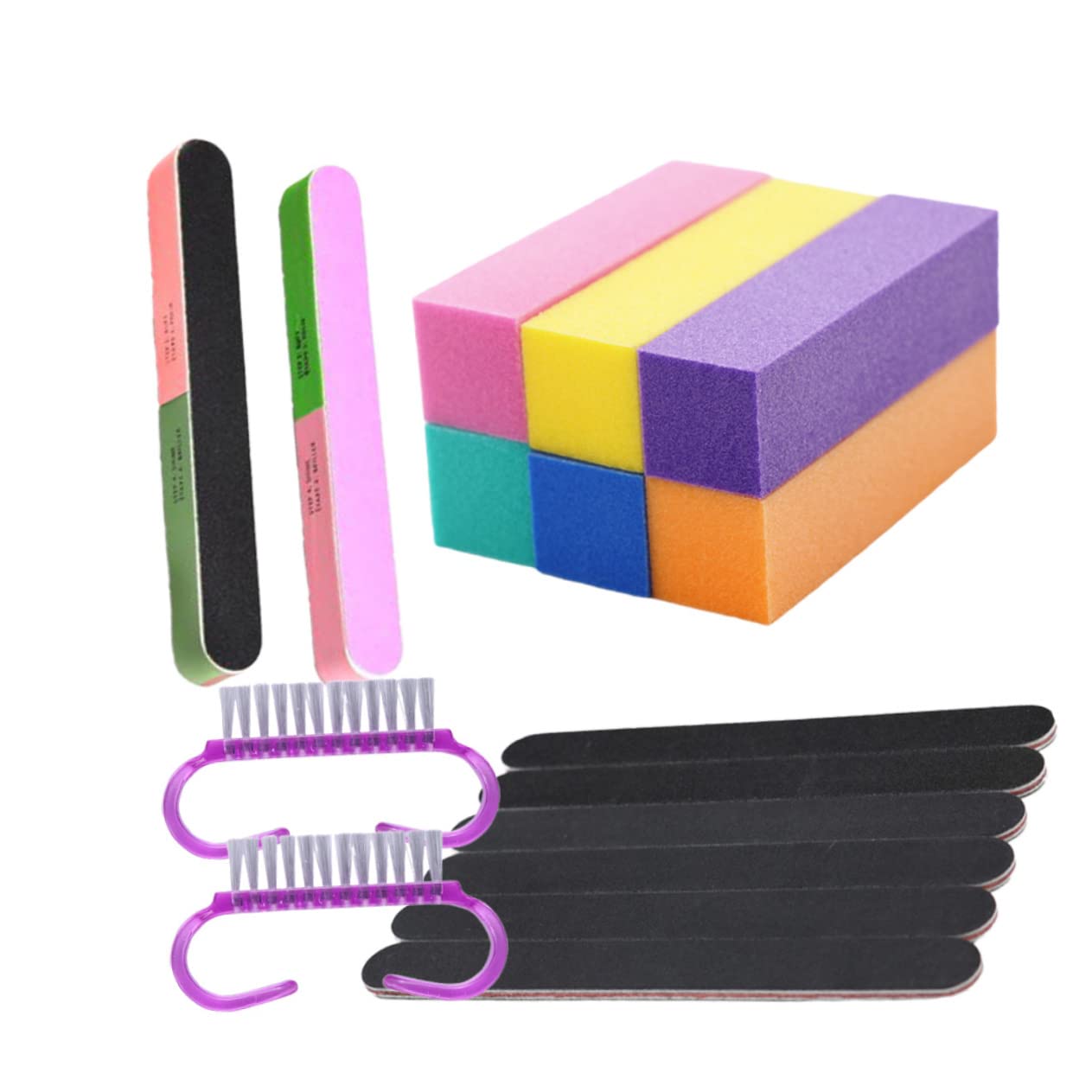Healeved 3juegos Herramientas De Manicura Limadoras De Uñas Bloques Pulidores y Mini Cepillo Para Acabado y Pulido De Uñas Para Naturales y Acrílicas