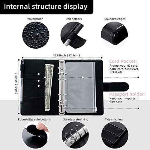 Budget Binder Cash Envelopes For Budgeting Money Organizer For Cash Money Envelopes For Cash Leather A6 Budget Binder With Zipper Envelopes (Blackblack) #TOP2