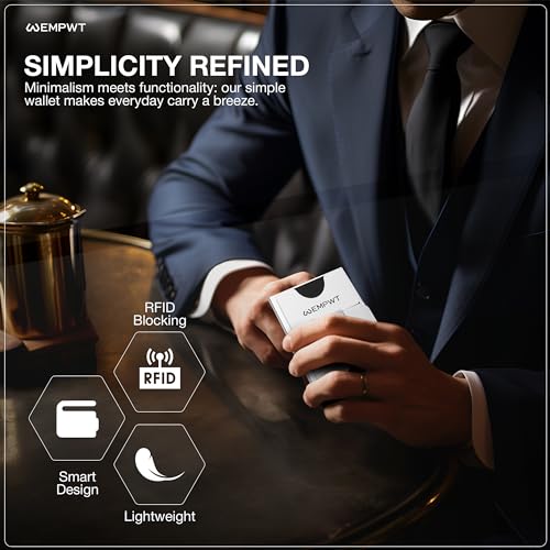 Aluminum Cardholder Wallet for Men-Metal Wallets with Advanced RFID Layer Protection | Slim & Minimalist Trendy Cardholder with Convenient Push Button for Quick Card Access (Silver)4