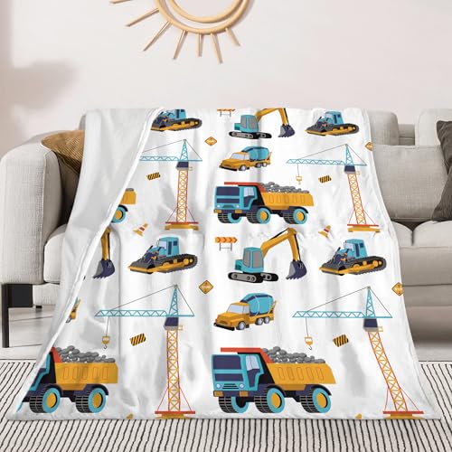 AISDE Construction Toddler Blanket for Boys Truck Blanket with Excavator Tractor Design Nap Blankets for Kids Daycare Truck Toys Gifts for Kids Birthday Gifts for Boys Children 40x60