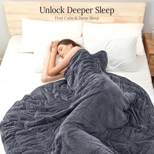 Image of Kaisa Weighted Blanket for Adults (10 lbs, 60 inch x 78 inch), Soft Heavy Blanket Machine Washable, Queen Size Weighted Blankets with Glass Beads for Stress Relief and Sleep Promotion,Grey