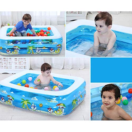 ZHKGANG Large Swimming Pool Home Children's Rectangular Inflatable Paddling Pool Crystal Air Cushion Bottom Baby Bathing Pool,Blue-200 * 150 * 60cm