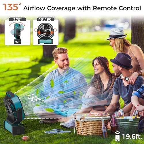 Ventilateur de camping haut de gamme pivotant à 270 degrés durable