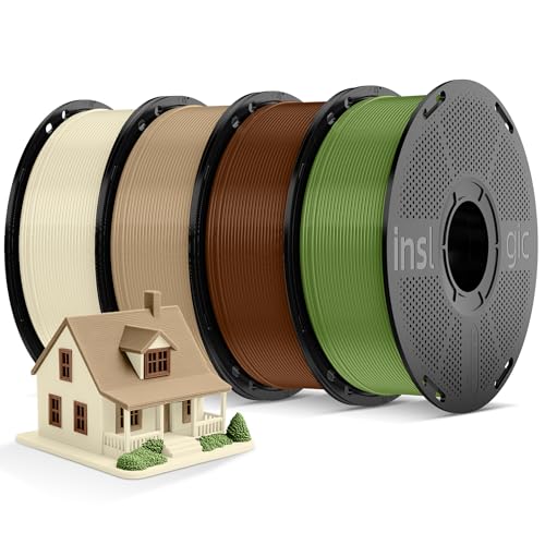 Inslogic Pre-Dried PLA Pro 3D Printer Filament Bundle 1.75mm 4KG, Earth Tones