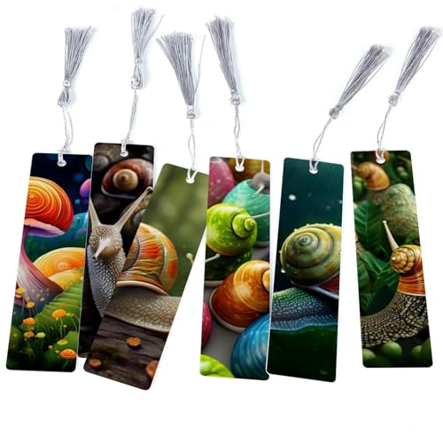 Marque-pages escargots multicolores en lot de 6, idée cadeau originale pour lecteur