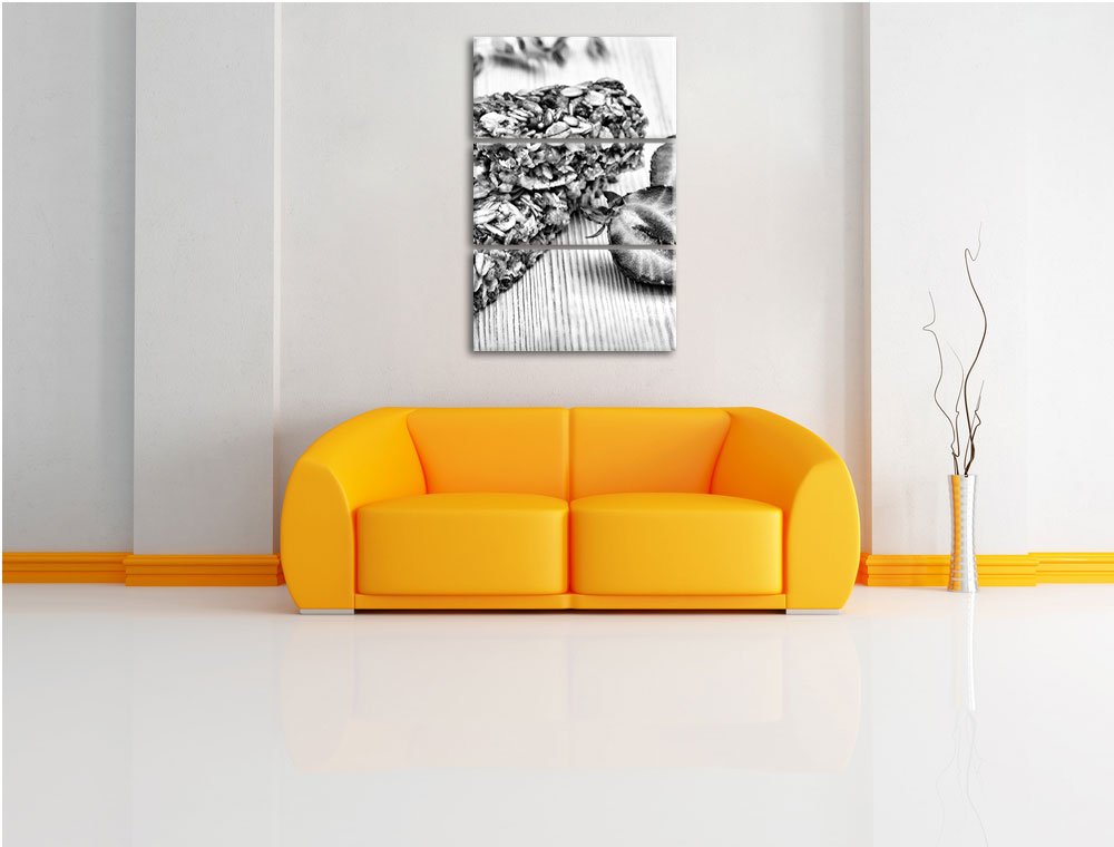 Pixxprint Gesunder Müsliriegel, Leinwandbild 3 Teilig, Gesamtmaß: 120x80cm, Wandbild, Dekoration, fertig gespannt, Kein Poster