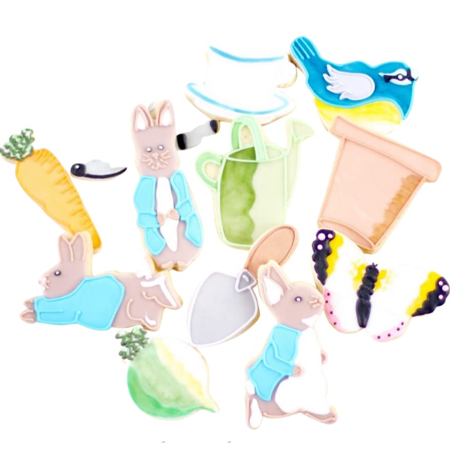 1 Dz. Rabbit Peter EXPANDED Cookie Set! Here comes Peter Cottontail! Easter Birthday Themed, Spring Bridal Shower Party Favors or Baby Gift!